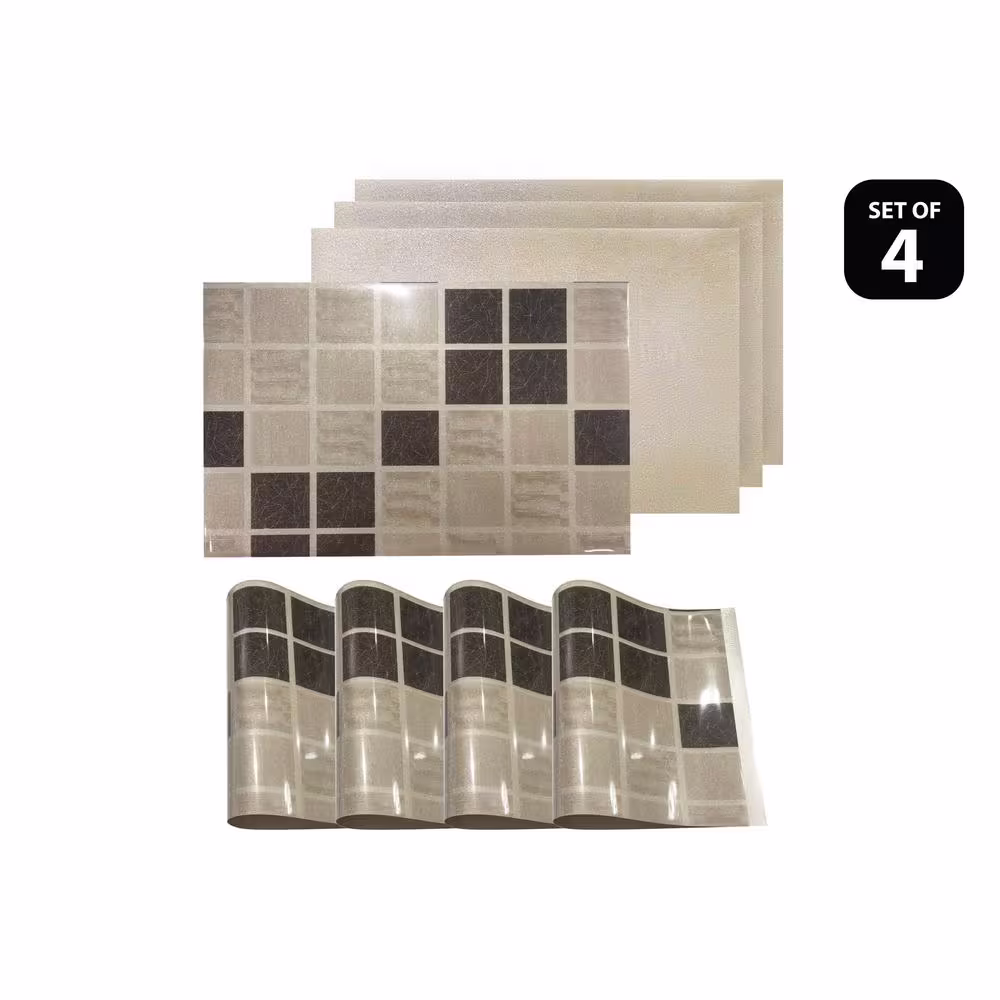 Dainty Home Shimmer Block Brown Reversible Metallic Placemats (Set of 4)
