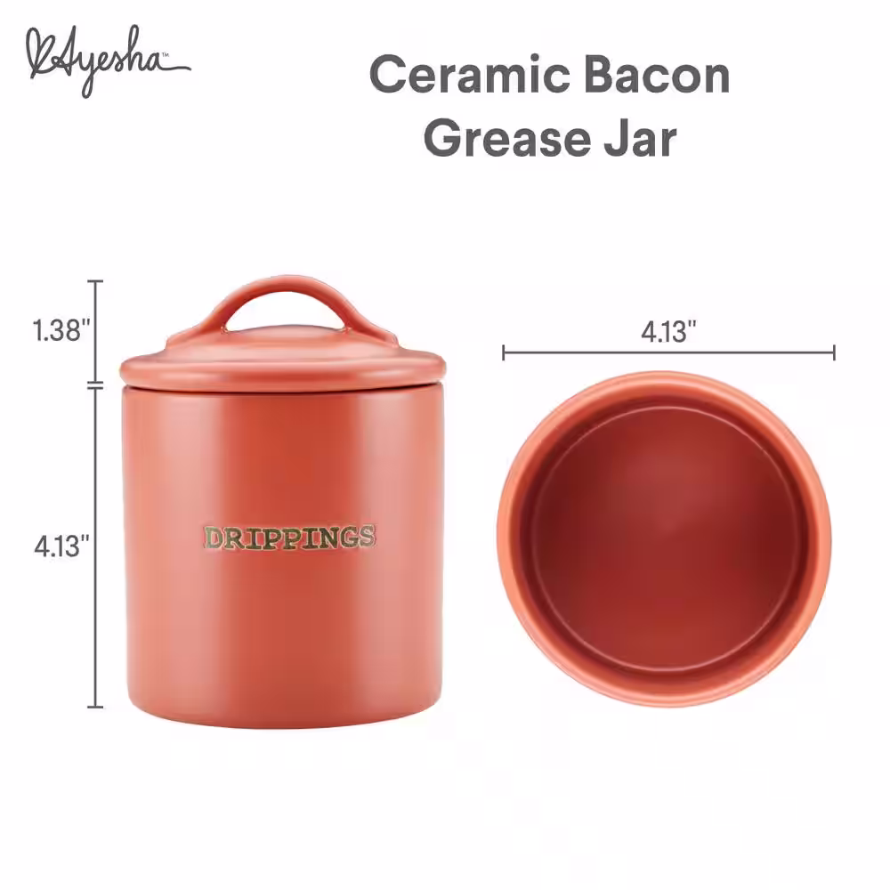 Ayesha Curry Ceramics Bacon Grease Jar 21 oz. Redwood
