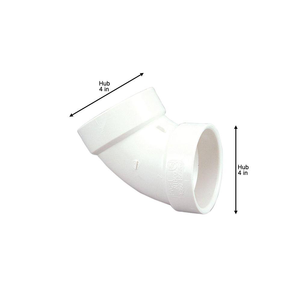 NIBCO 4 in. PVC DWV 60-Degree Hub x Hub Elbow Fitting