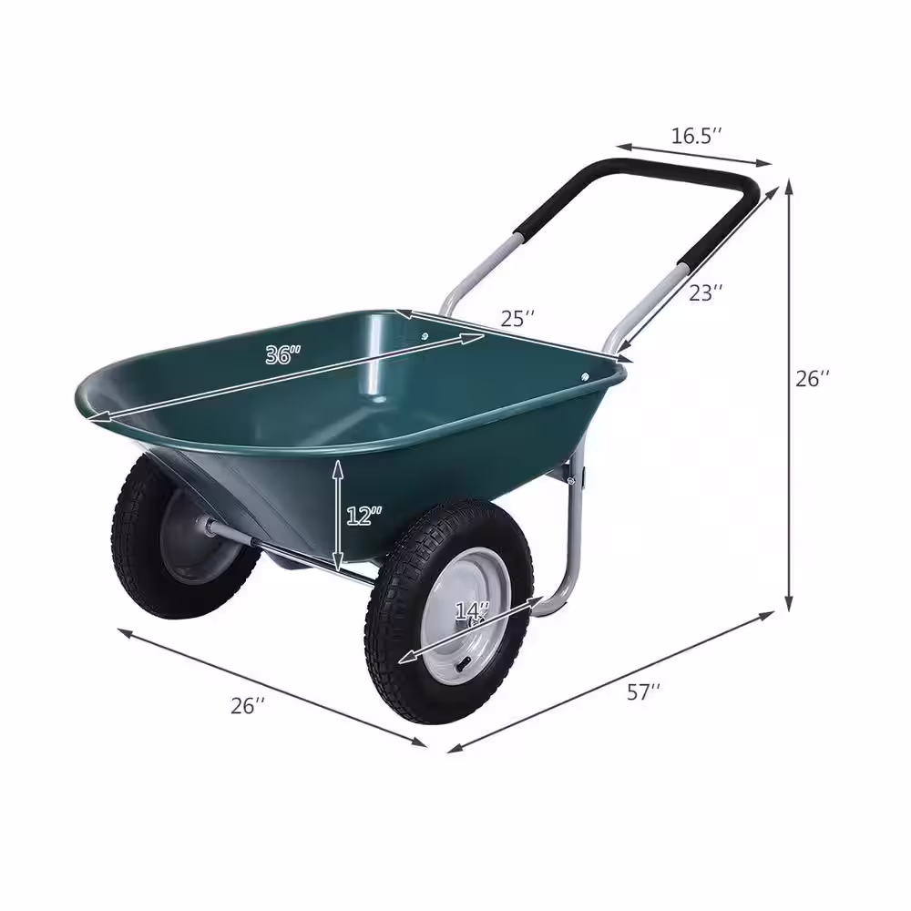 WELLFOR 5 cu. ft. Plastic Garden Dolly Post Hole Digger Utility Cart Wheelbarrow