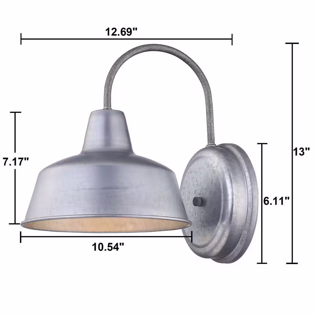 Uixe 1-Light Galvanized Hardwired Outdoor Wall Barn Lantern Sconce(1-Pack)
