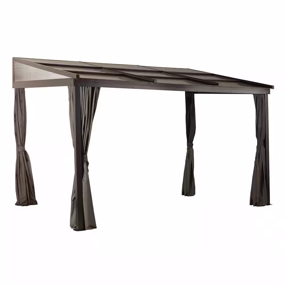Sojag Budapest 10 ft. x 12 ft. Dark Brown Wall Mounted Insulated And Retractable Rustproof Aluminum Framed Gazebo