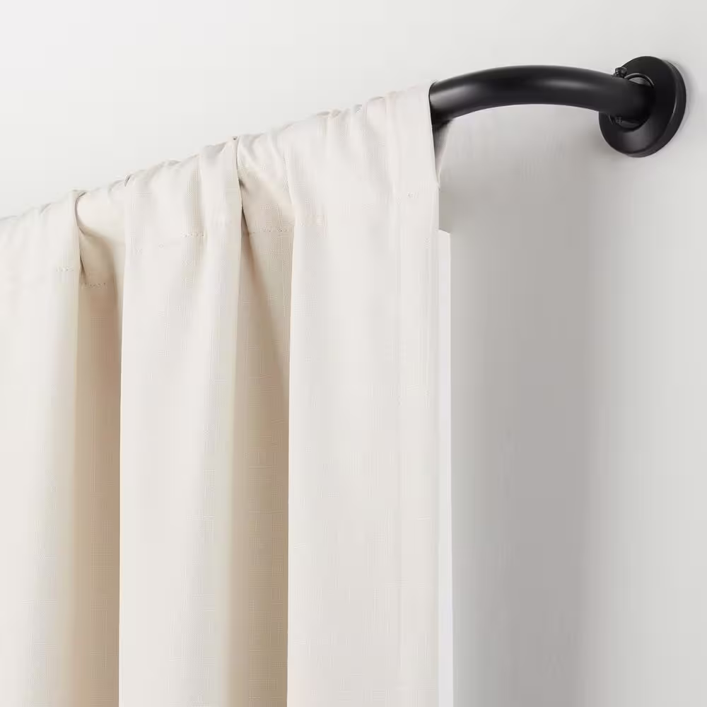 Eclipse Barnes 28 in. - 48 in. Adjustable Blackout Wrap Curtain Rod 1 in. in Matte Black