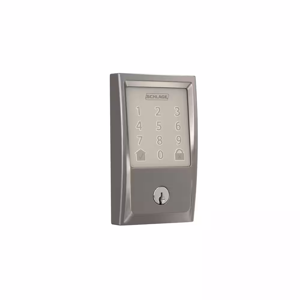 Schlage Century Satin Nickel Electronic Encode Smart WiFi Deadbolt with Alarm