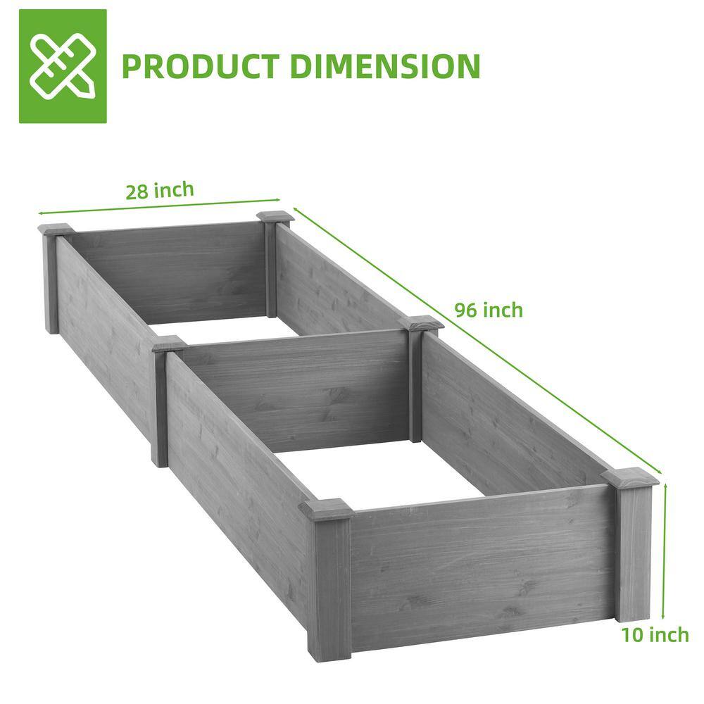 None 8 ft. x 2.3 ft. Wood Raised Garden Bed, Long Flower Planter Box for Outdoor