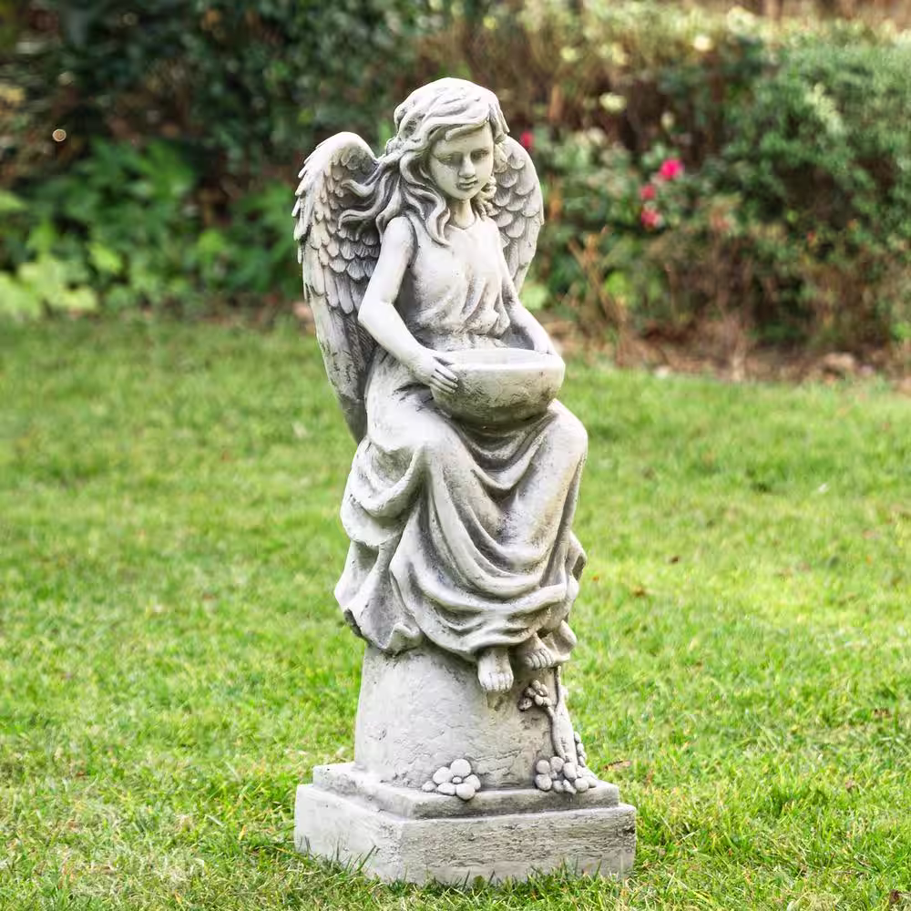 Glitzhome 31.25 in. H MGO Angel Garden Statue