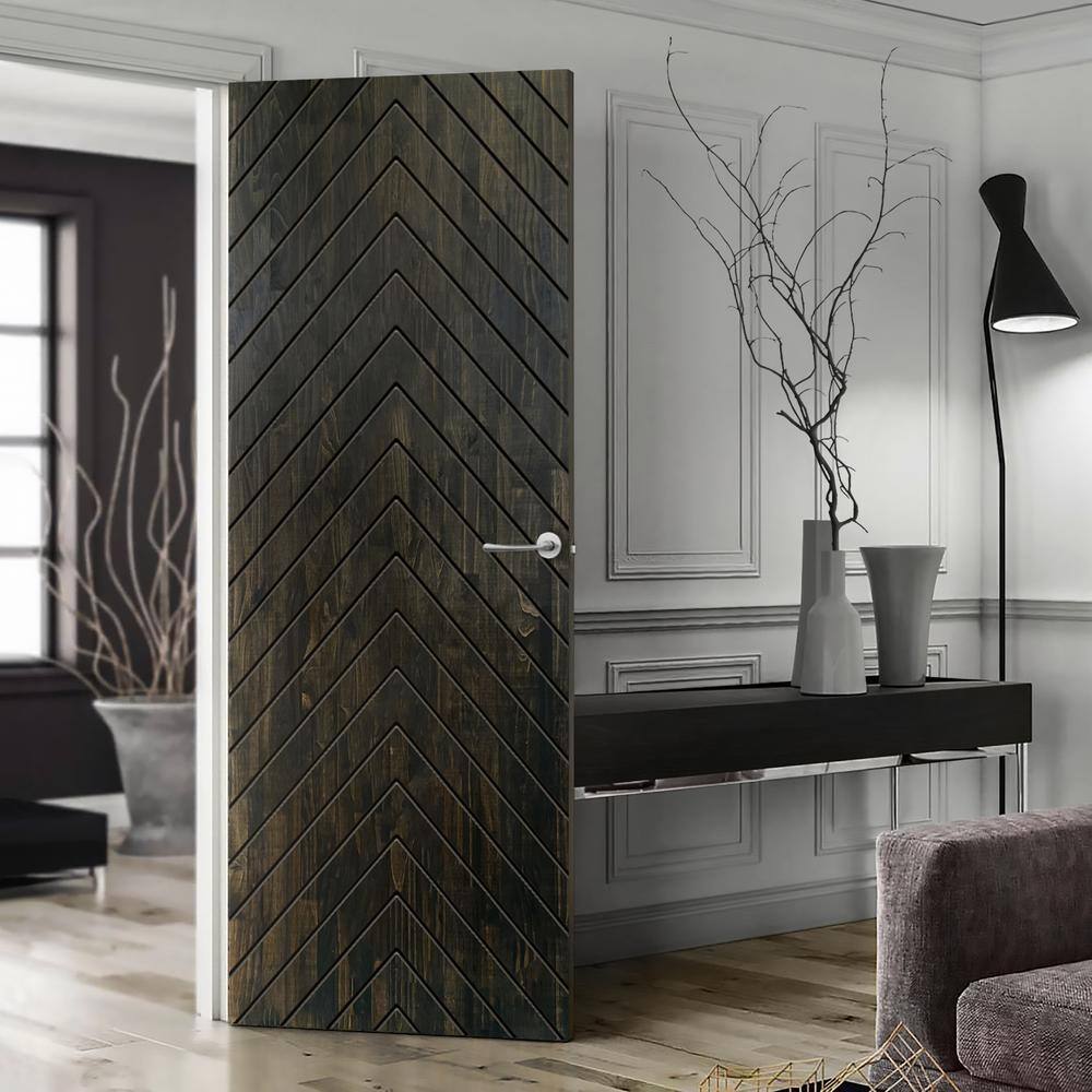 CALHOME 36 in. x 96 in. Hollow Core Charcoal Black Stained Solid Wood Interior Door Slab