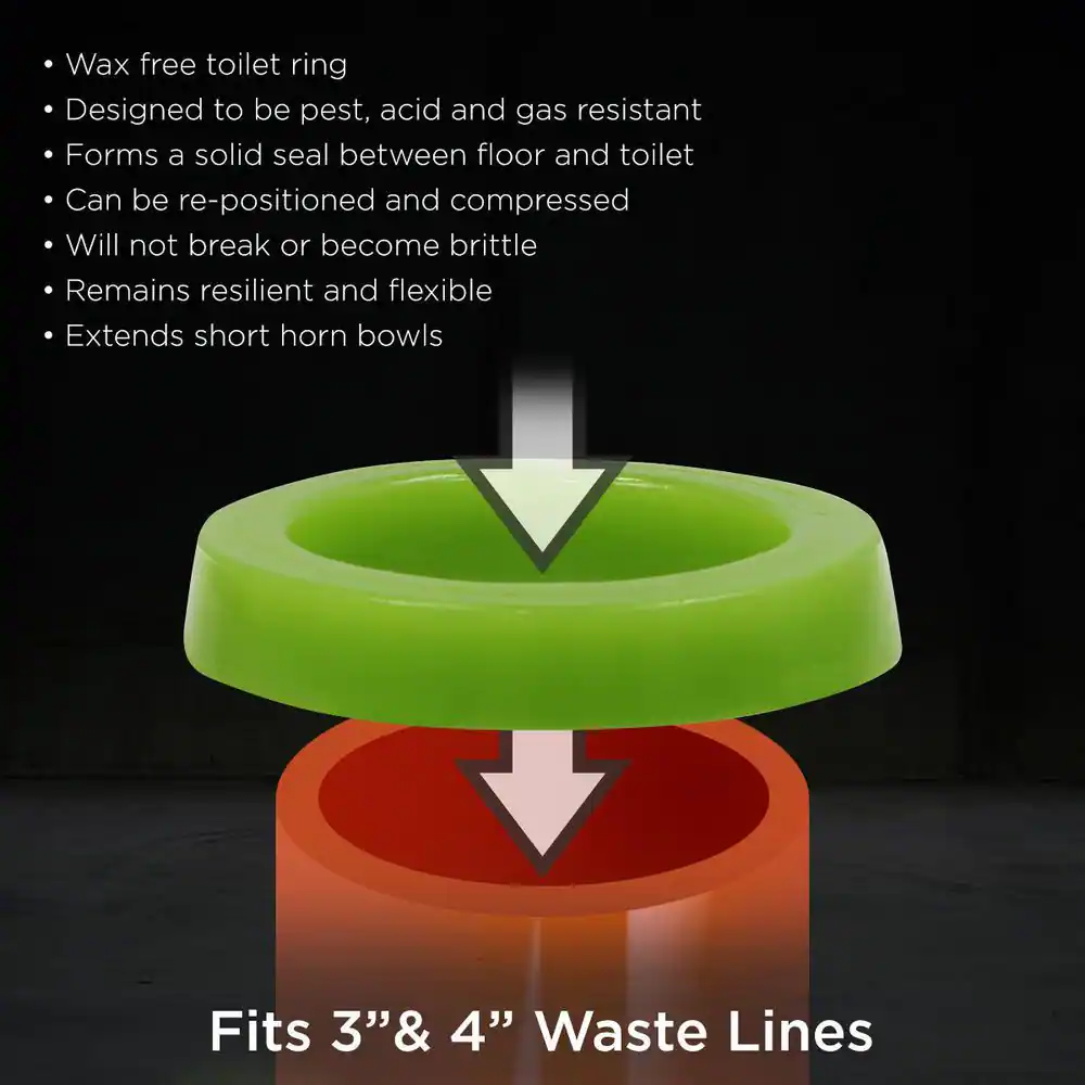The Plumber's Choice Universal Fit for 3 in. and 4 in. Waste Lines Elastic Waxless Toilet Ring Seals Bowl