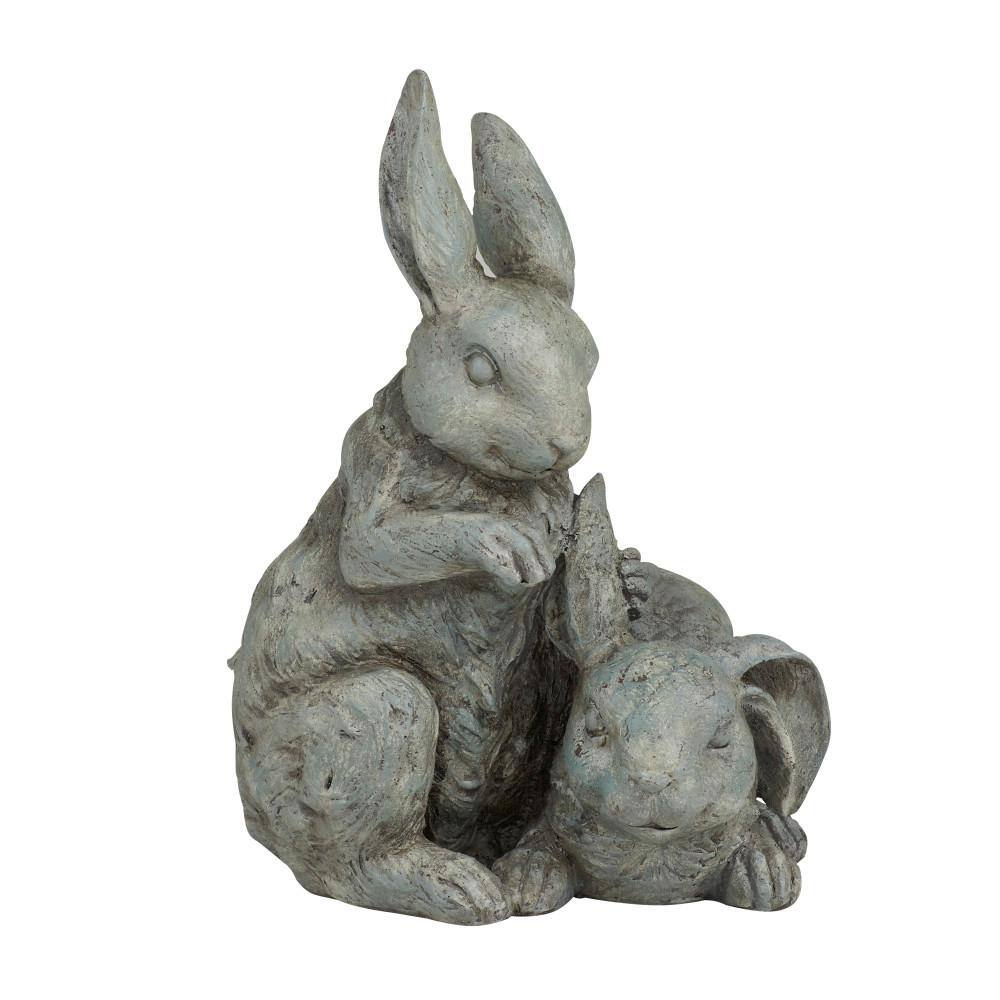Litton Lane 11 in. Resin Indoor Outdoor Rabbit Garden Sculpture