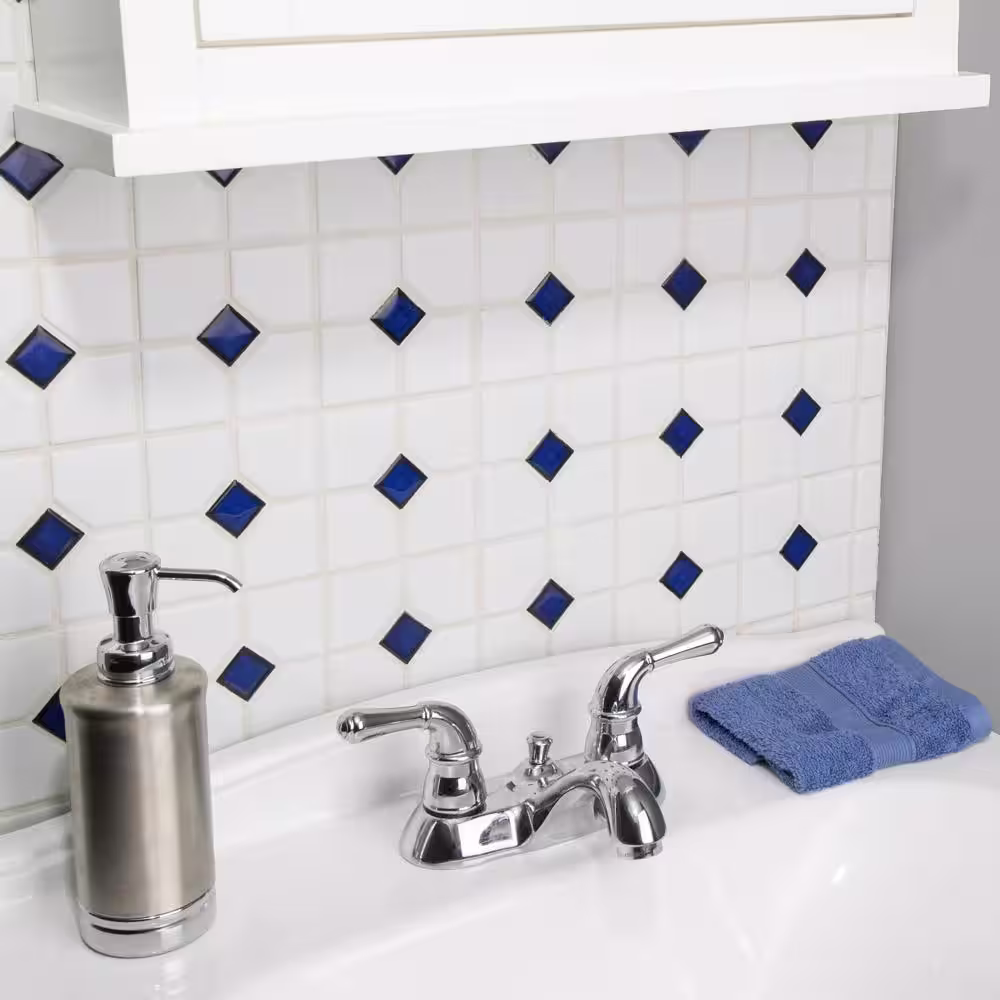 Merola Tile Oxford Matte White with Cobalt Dot 11-1/2 in. x 11-1/2 in. Porcelain Mosaic Tile (9.4 sq. ft./Case)