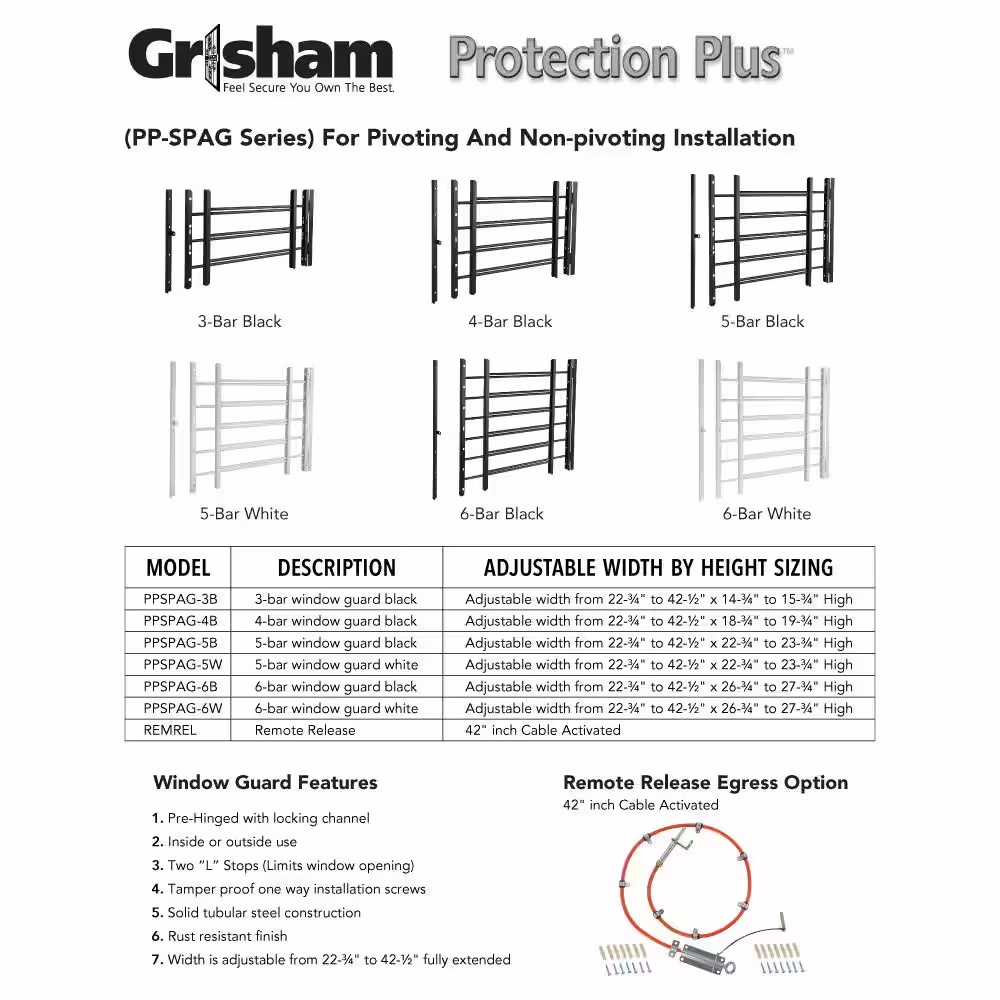 Grisham Pp-Spag 6-Bar Window Guard in White