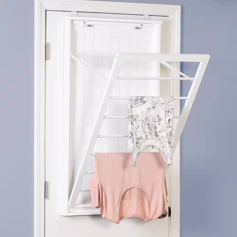 Honey-Can-Do 23 in. x 42 in. White Vertical Wall Mount Dry Rack