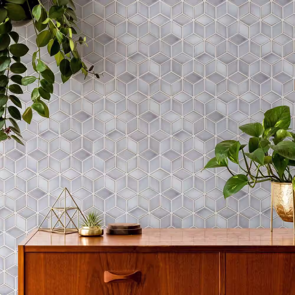 Merola Tile Hudson Rhombus Grey Eye 10-1/4 in. x 11-3/4 in. Porcelain Mosaic Tile (8.6 sq. ft./Case)