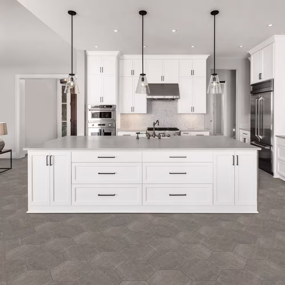 ACHIM Floor Galore 9x10.4 Self Adhesive Hexagon Vinyl Floor Tile - Graphite - 20 Tiles/10 sq.ft
