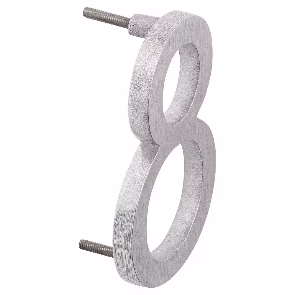 Montague Metal Products 4 in. Brushed Aluminum Floating or Flat Modern House Number 8