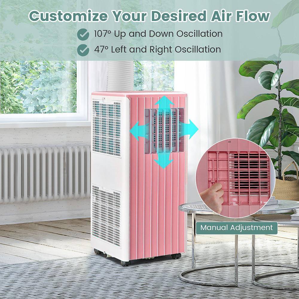 Gymax Portable Air Conditioner 10000 BTU ASHRAE 3-in-1 AC Unit with Humidifier and Sleep Mode Pink