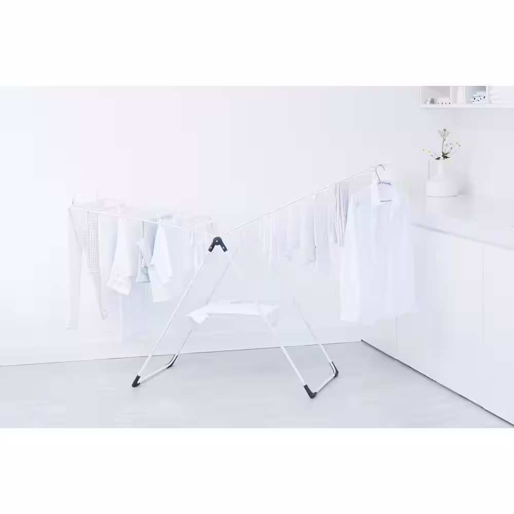 Brabantia 66 ft. (20m) W 75.2 in. x H 35.4 in.T-Model Drying Rack in Fresh White