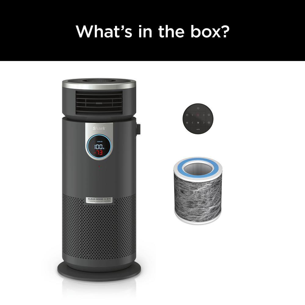 Shark 3-in-1 Air Purifier, Heater & Fan with NanoSeal HEPA, Cleansense IQ, Odor Lock (500 Sq. Ft.) Grey, HC452
