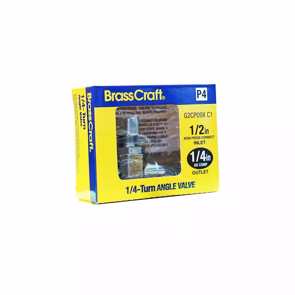 BrassCraft 1/2 in. Press Connect Inlet x 1/4 in. Compression Outlet 1/4 Turn Angle Valve