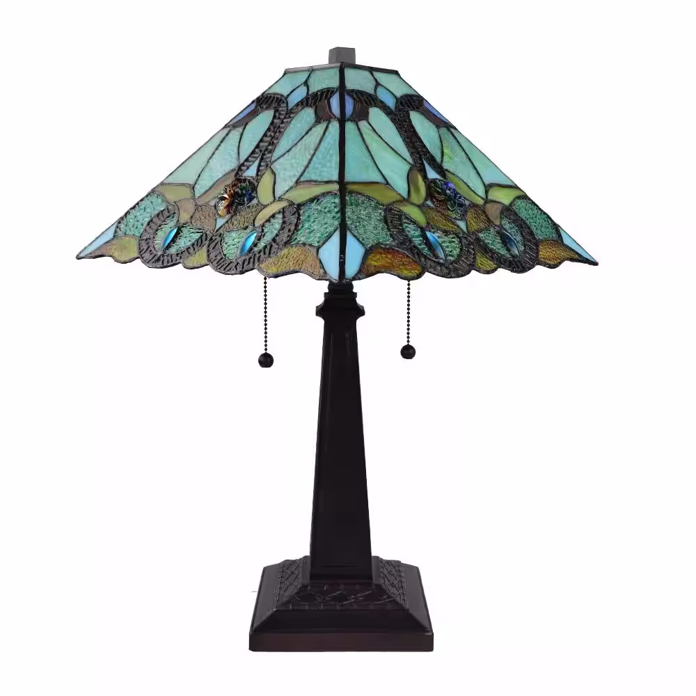 Amora Lighting 20 in. Tiffany Style Mission Table Lamp