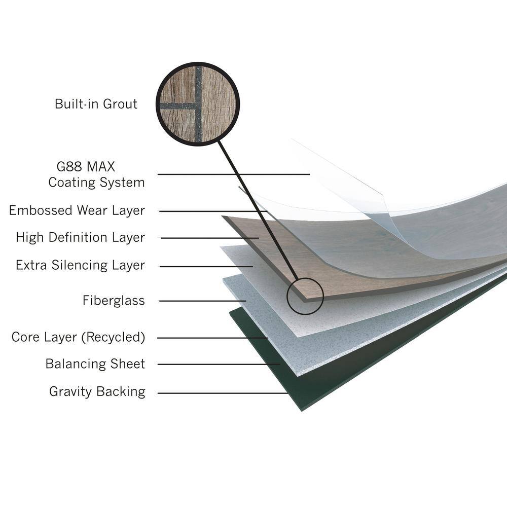 CERAMIX Dark Gray Concrete 36 in. W x 36 in. L Loose Lay Waterproof Vinyl Tile Flooring (36 sq ft/case)