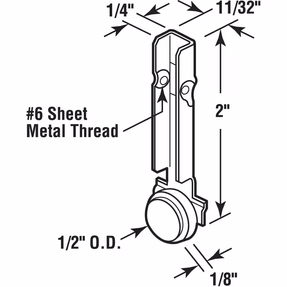 Prime-Line 1/2 in. Nylon Roller Sliding Window Roller Assembly, IWC (2-pack)