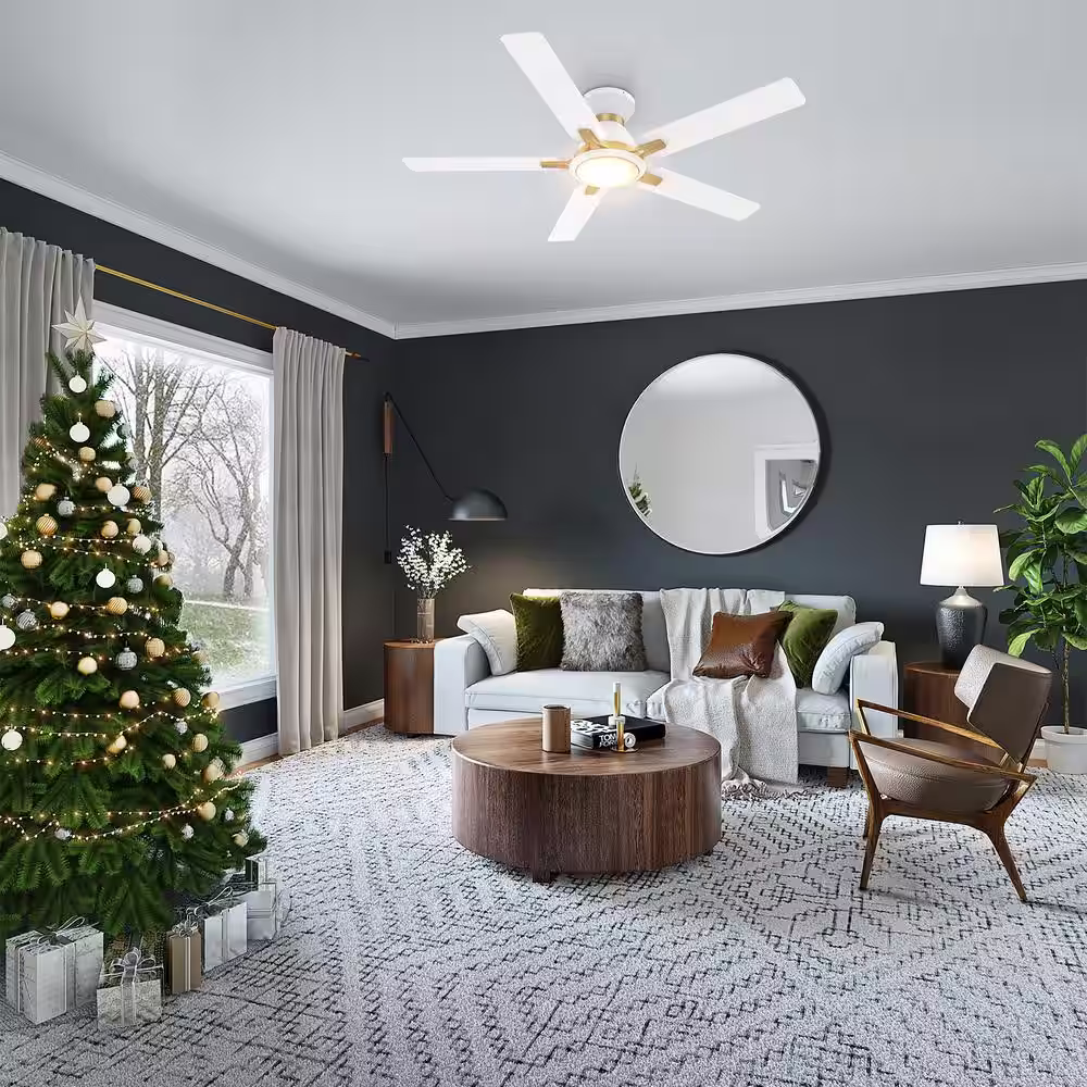 CARRO Essex 52 in. Integrated LED Indoor/Outdoor White Smart Ceiling Fan with Light and Remote, Works w/Alexa/Google Home