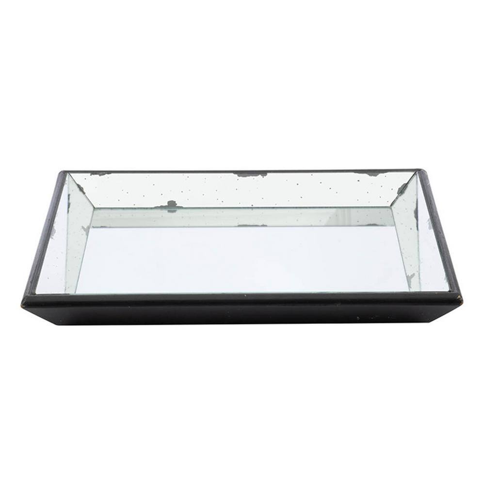 A & B Home 20 in. x 20 in. Rustic White Decorative Glass Tray