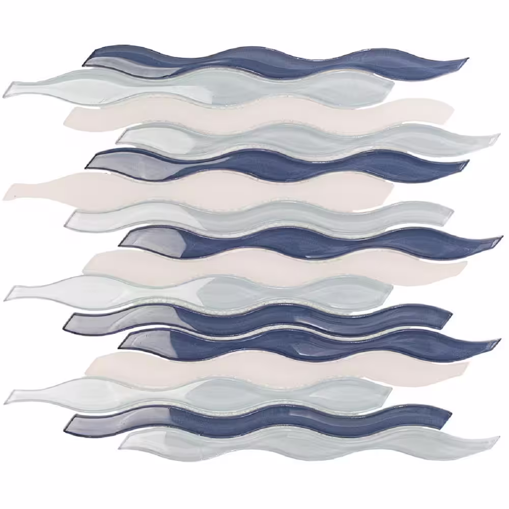 Ivy Hill Tile Flow Wave 11.5 in. x 12 in. Glass Mosaic Wall Tile (0.96 sq. ft./Each)