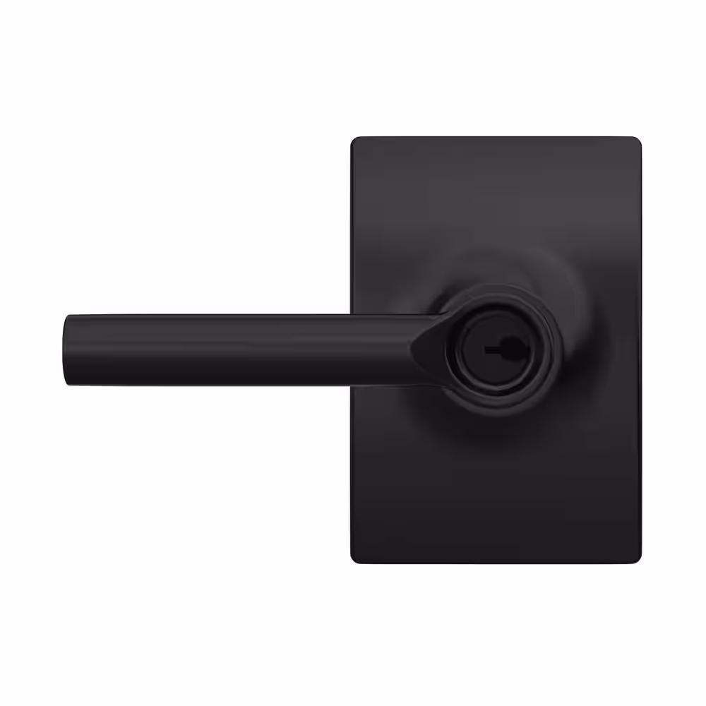 Schlage Broadway Matte Black Keyed Entry Door Handle with Century Trim