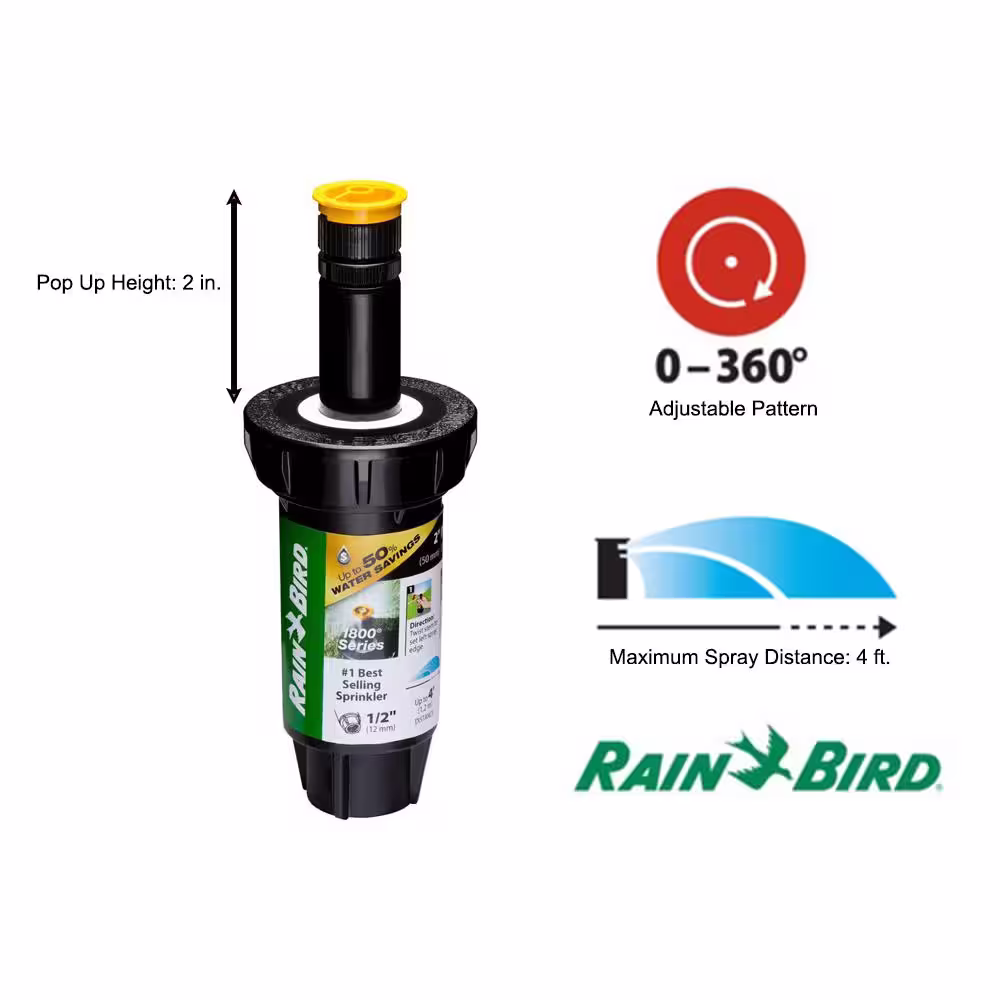 Rain Bird 1802 Professional Pop-Up with 4 ft. Distance Adjustable PRS Nozzle