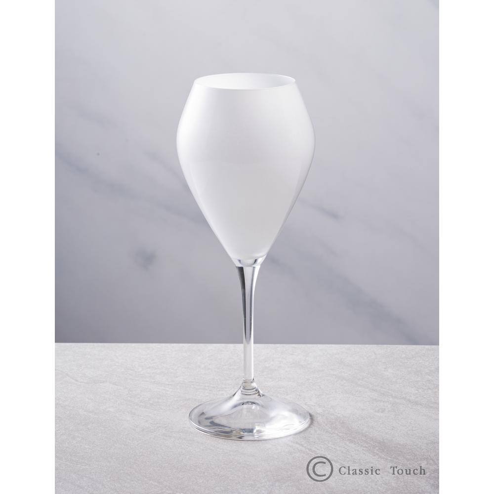 C T Classic Touch Set of 6 10 oz. V-Shaped Water Glasses White with Clear Stem