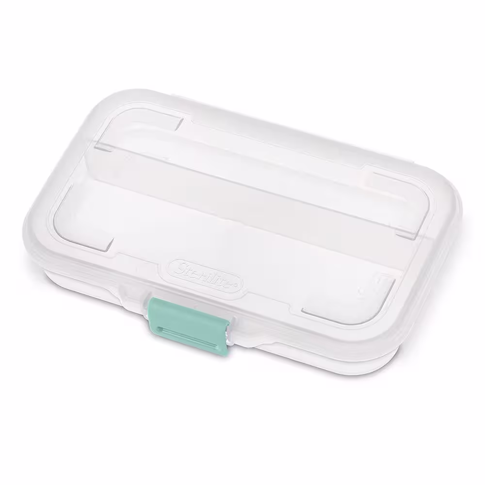 Sterilite Convenient Small Divided 0.3 Qt. Clear Storage Box with Colored Latch (12-Pack)