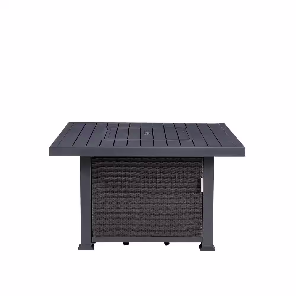 Hampton Bay Vendome 42 in. x 24 in. Square Aluminum Propane Fire Pit in Grey