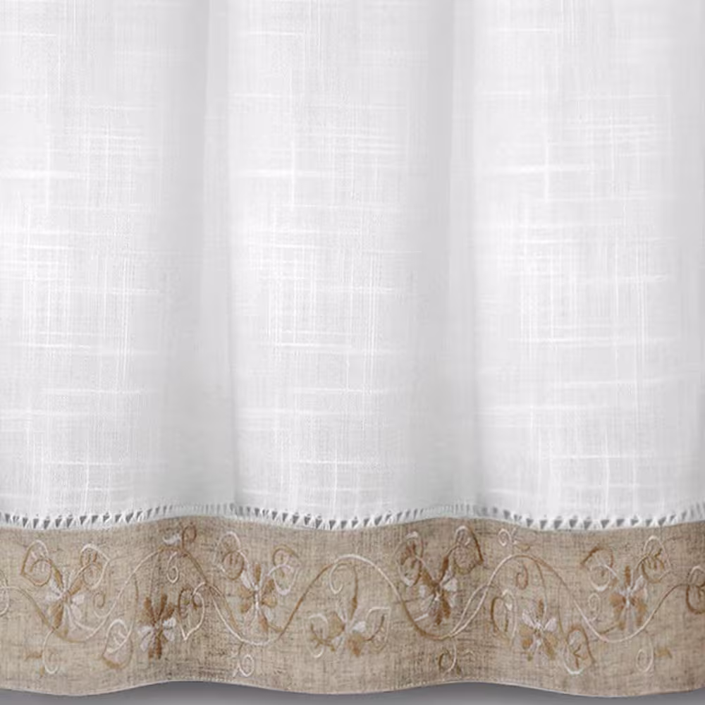 ACHIM Oakwood 14 in. L Polyester/Linen Window Curtain Valance in Natural