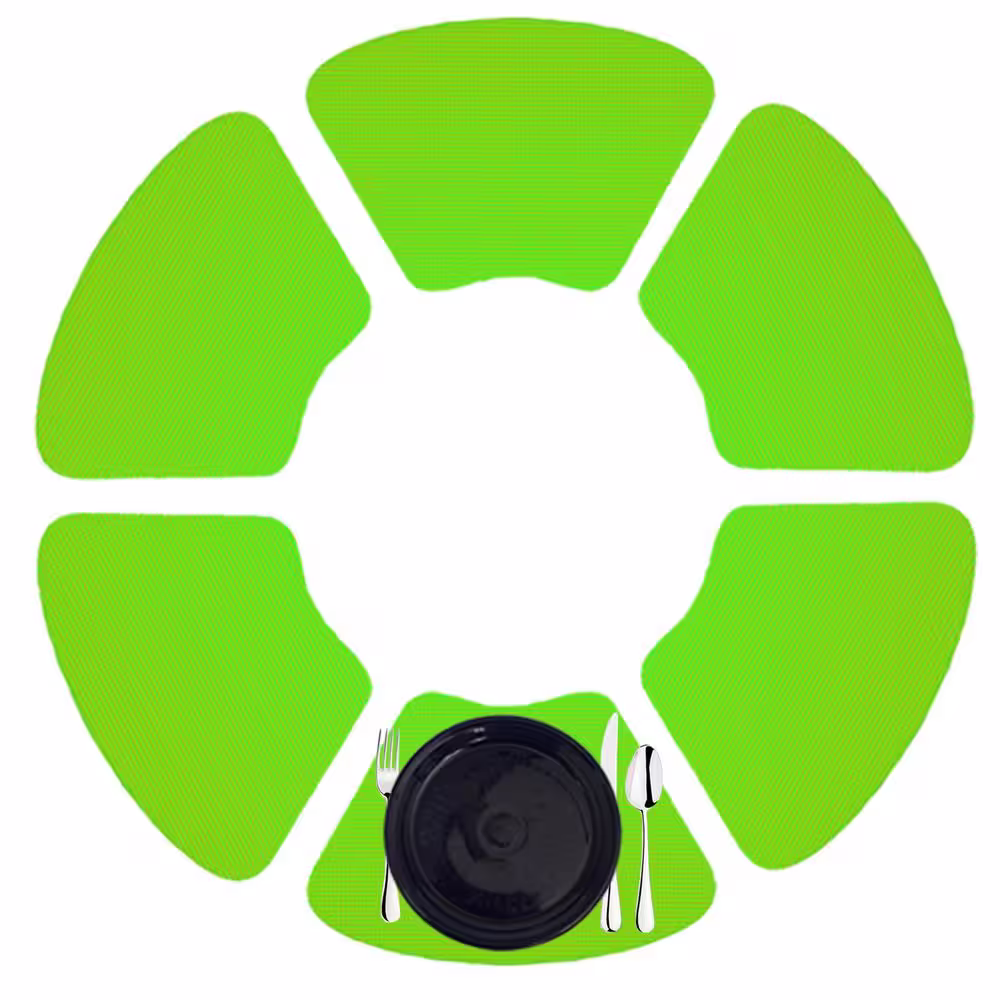 Kraftware Fishnet 19 in. x 13 in. Lime Green PVC Covered Jute Wedge Placemat (Set of 6)