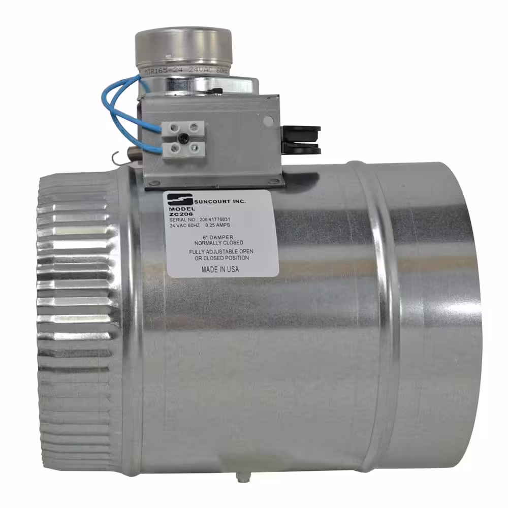 Suncourt 6 in. Motorized Adjustable Damper, Closed