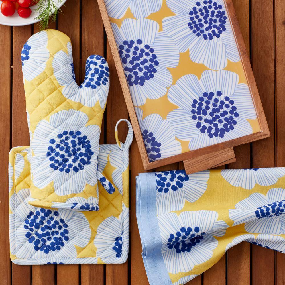 The Company Store Art Deco Floral Yellow Multi 01 Grilling Apron