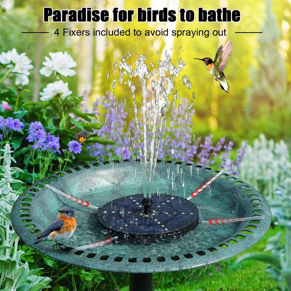 None 4-Watt Solar Bird Bath Fountains Upgraded, Solar Powered Water Fountain Pump with 7 Nozzles and 4 Fixers