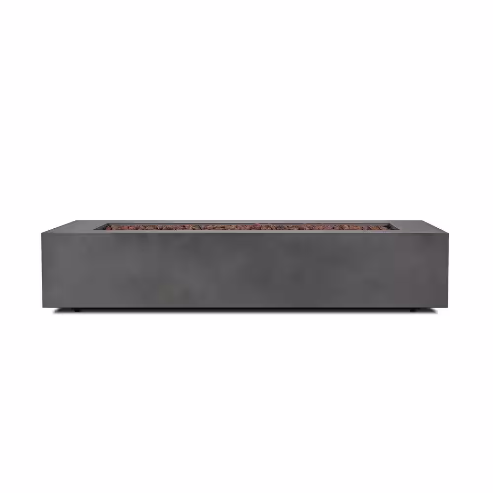 Real Flame Aegean 32 in. W x 70 in. L Outdoor Powder Coated Steel Rectangle Propane in Slate Fire Table in Weathered Slate