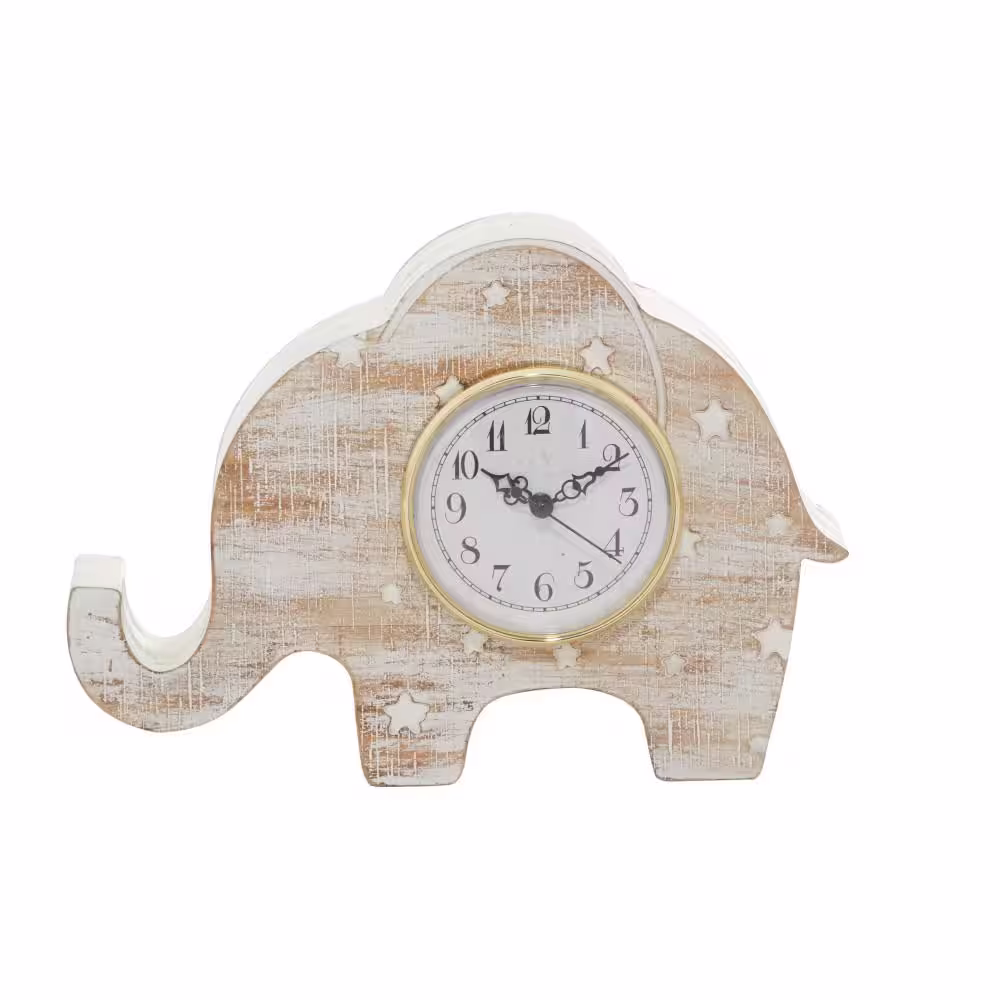 Litton Lane White Farmhouse Wood Analog Clock