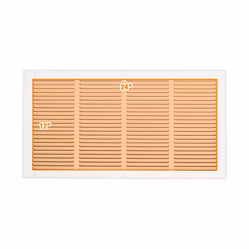 Everbilt 24 in. x 12 in. Steel Return Air Grille in White
