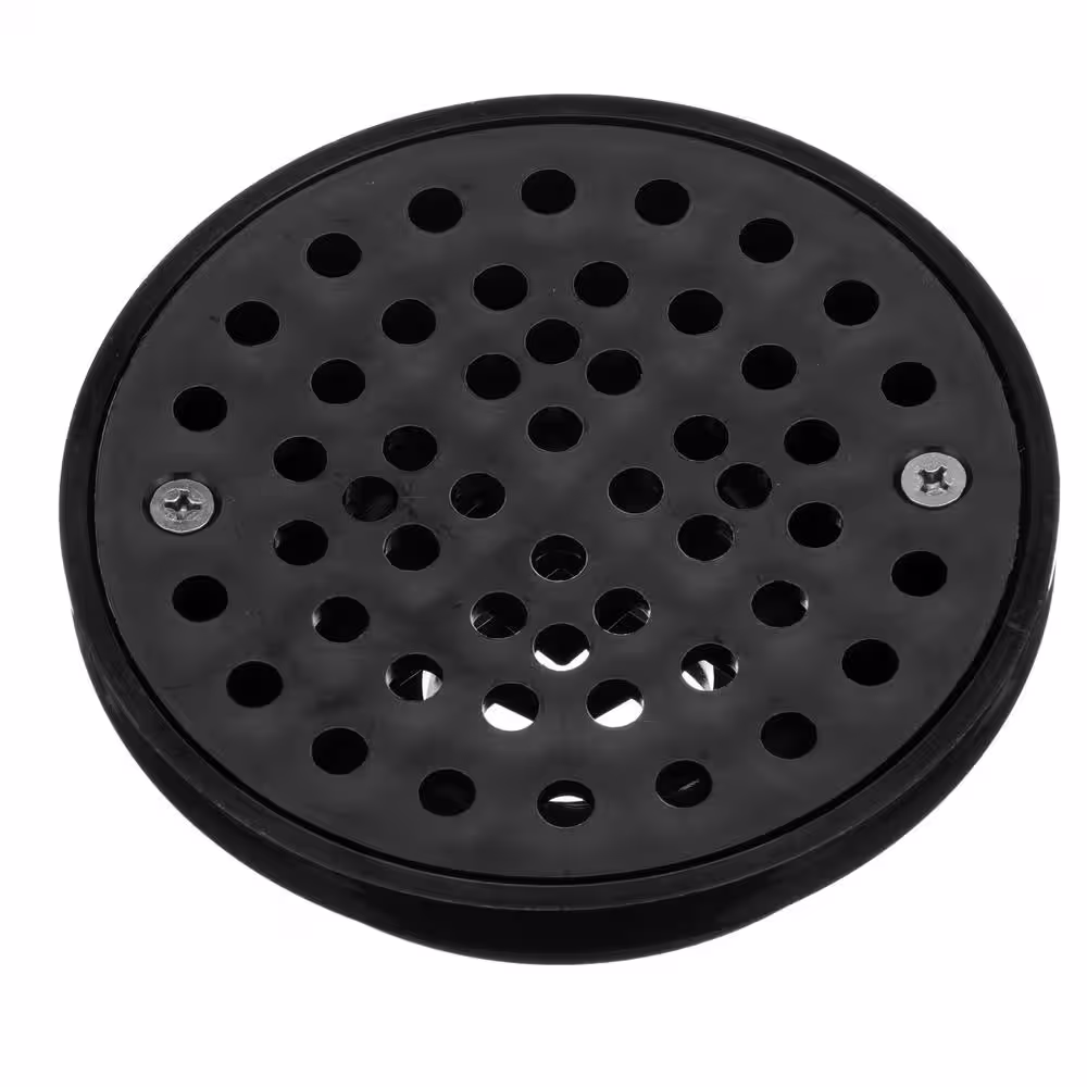 Oatey Round Black ABS Area Floor Drain with Screw-In Drain Cover