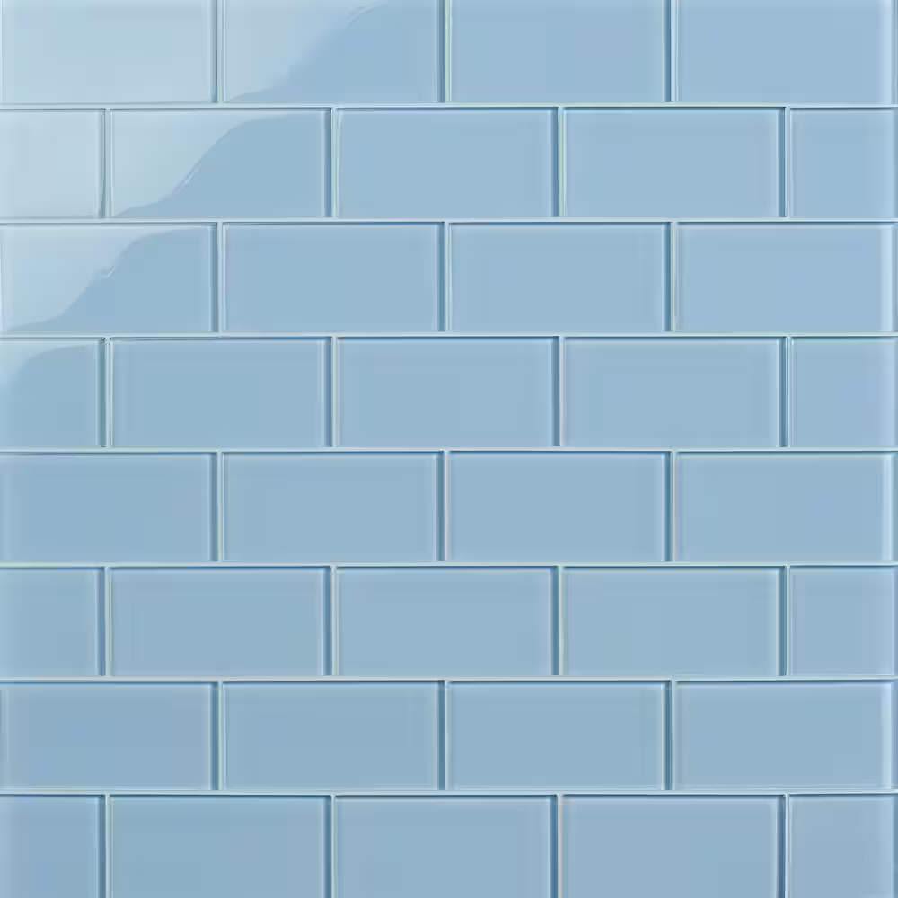 Ivy Hill Tile Contempo Blue Gray Polished 6 in. x 3 in. x 8 mm Glass Floor and Wall Subway Tile (4 sq. ft./ Case)