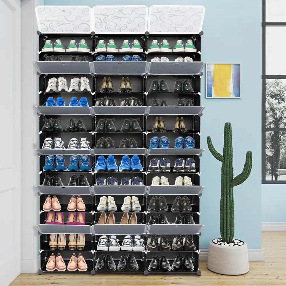 None 70.87 in. H 72-Pair Black Shoe Rack
