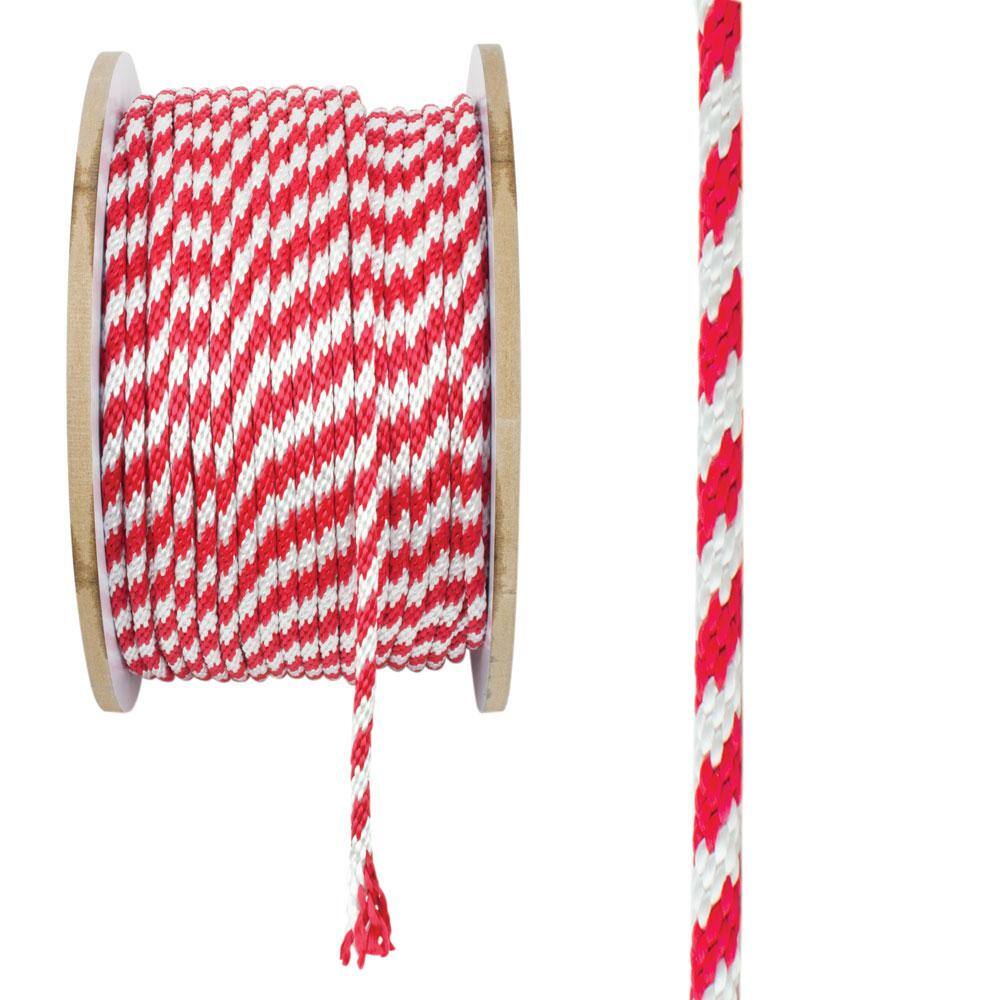 Everbilt 3/8 in. x 600 ft. Polypropylene Solid Braid Rope, Red and White