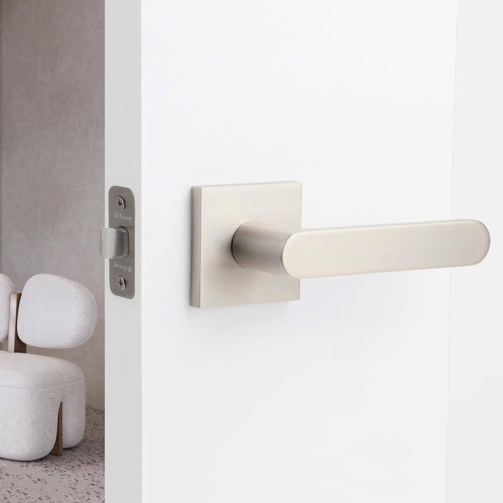 McBowery Chrystie Satin Nickel Hall/Closet Modern Door Handle (Passage - Right Hand)