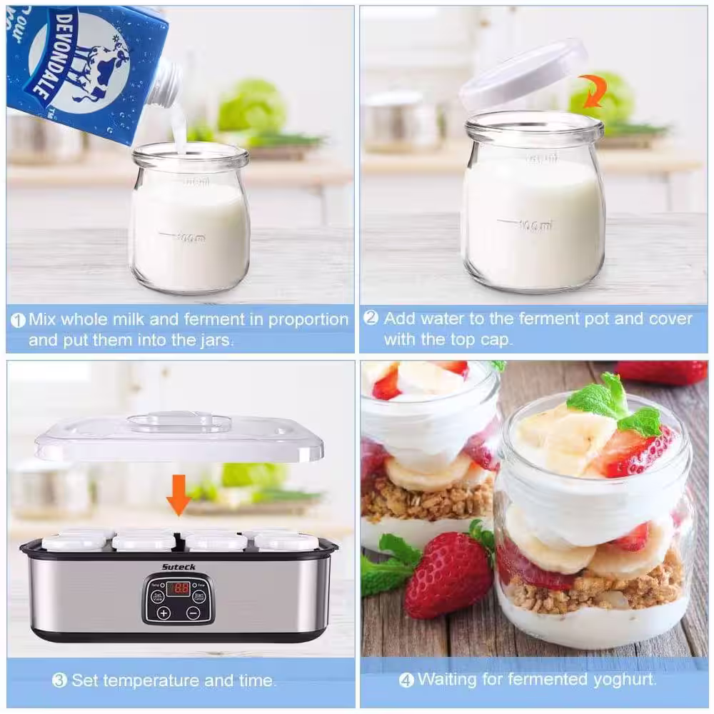 SEEUTEK Yogurt Maker Automatic 1.44 qt. Black Yogurt Maker Machine Automatic Digital Temperature Control