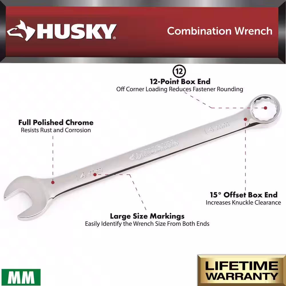 None 11 mm 12-Point Full Polish Combination Wrench