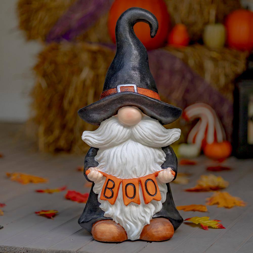 Zaer Ltd. International 20 in. Tall Halloween Gnome Witch Holding  in. BOO in. Sign